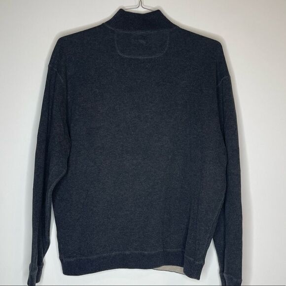 Tommy Bahama Medium Reversible 1/4 Zip Top in Smoke Gray and Light‎ Gray Beige - Picture 3 of 6